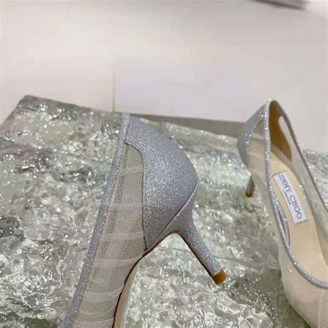 metallic silver glitter fabric pumps with ivory tulle overlay|Jimmy Choo Metallic Silver Glitter Fabric Pumps, Brand Size 38 .